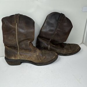 Vintage Style Dan Post Leather Pull On Roper Boots Heavily Worn Patina Mens 12D